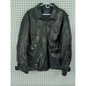 Daniel Cremieux Collection Black Lambskin Leather Bomber Jacket Wool Lining XL